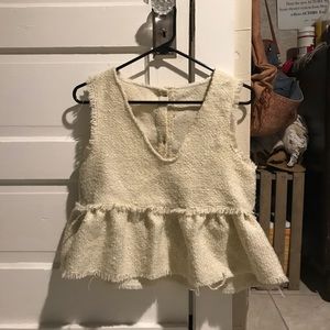 VINTAGE Cream/gold threaded tank